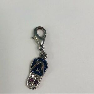 flip flop charm blue pink and clear stones lobster hook dangle charm